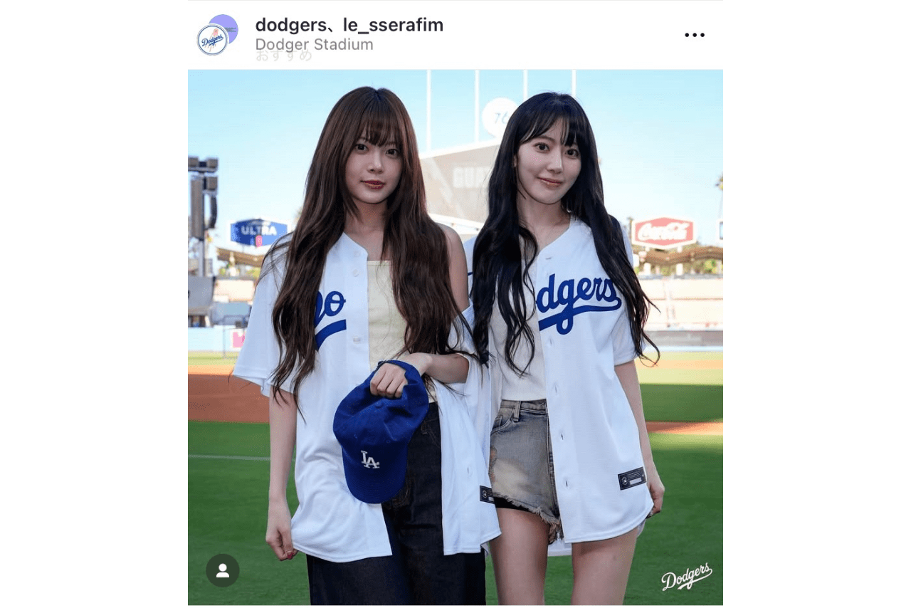 ドジャースタジアムを訪れた宮脇とウンチェ（ドジャース公式インスタグラムより）