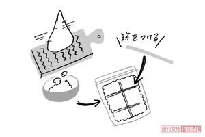 【大根】すりおろして保存袋へ　イラスト/やのひろこ