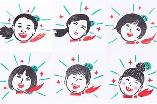 （左から時計回りに）いとうあさこ、椿鬼奴、オカリナ （おかずクラブ）、村上知子 （森三中）、大島美幸 （森三中）、黒沢かずこ（森三中）