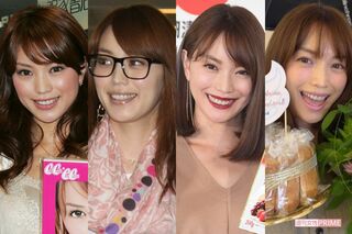 蛯原友里（2005年・26歳、2010年・31歳、2017年・38歳、2021年・42歳 ※42歳は本人のインスタグラムより）