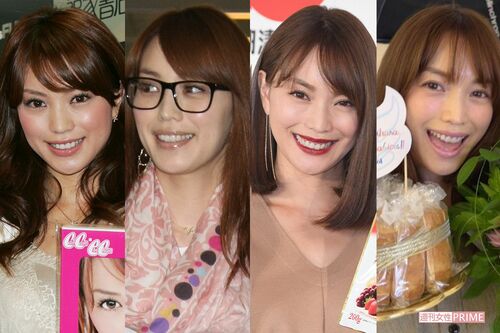 蛯原友里（2005年・26歳、2010年・31歳、2017年・38歳、2021年・42歳　※42歳は本人のインスタグラムより）