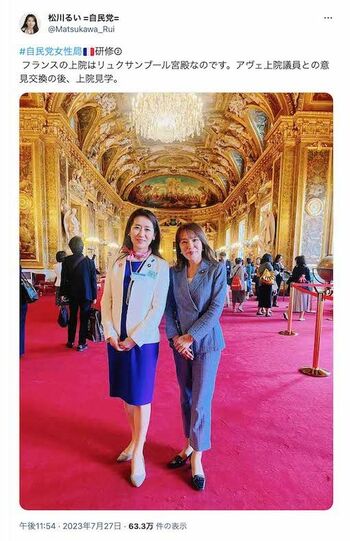 「ただの観光旅行」と批判が集まっている『自民党女性局』のフランス研修（松川るい議員のツイッターより）
