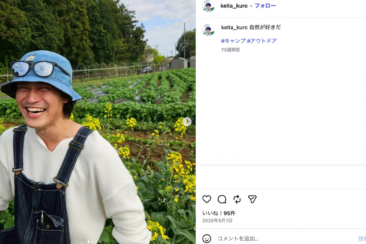 Netflix『ダウンタイム』カメラマン役を演じ、小栗旬に激似と話題になった黒宮けいた（本人のInstagramより）
