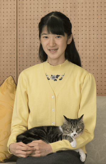 15歳のお誕生日を迎えられた愛子さま。膝の上にはオス猫のセブンくんが（提供／宮内庁）