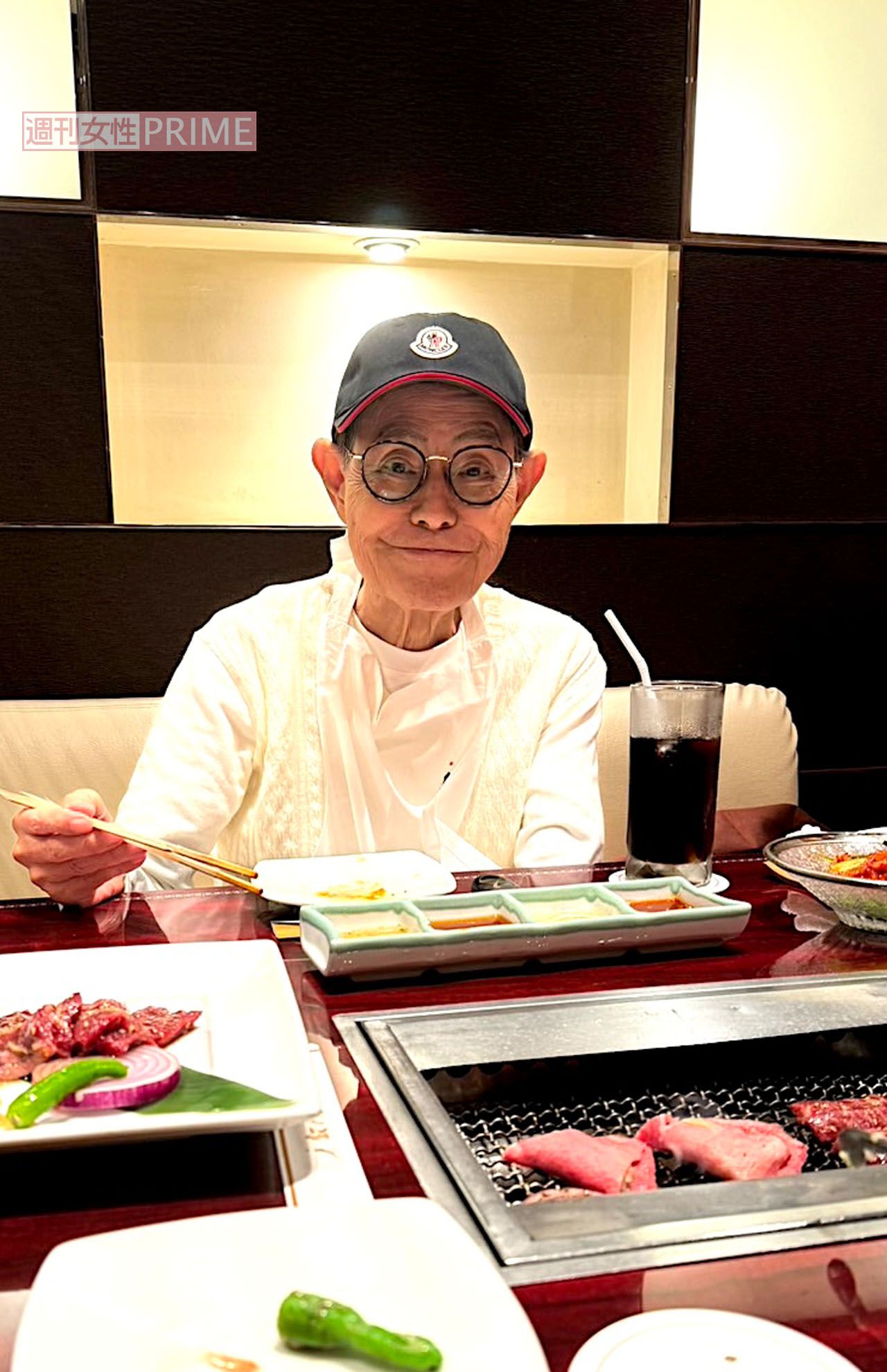 焼き肉大好きな加トちゃん。お肉はびっくりするほど食べます　撮影／加藤綾菜