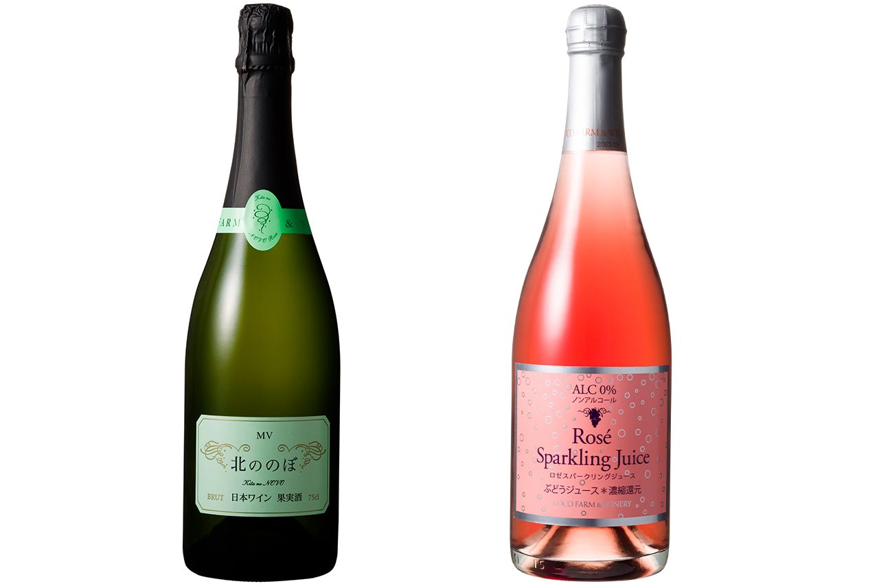 MV北ののぼ（左）、ロゼスパークリングジュース（右）