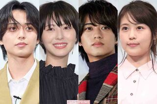 左から永瀬廉、浜辺美波、高橋海人、有村架純
