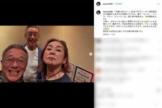 ドラマ『太陽にほえろ！』のプロデューサーらを囲むランチパーティーに参加した神田正輝（中央）。血色も良く、いくらかふっくらとした様子（西山浩司のインスタグラムより）