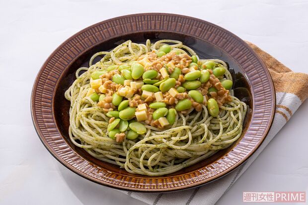 やみつき枝豆＆納豆パスタ／676kcal（撮影／廣瀬靖士）
