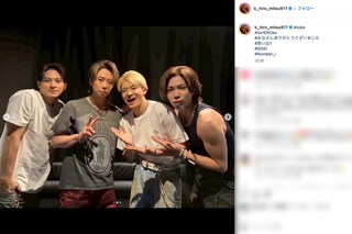 北山宏光のインスタグラムでタンクトップ姿が公開された神宮寺勇太。腕がムキムキになっていると話題に（北山のインスタグラムより）