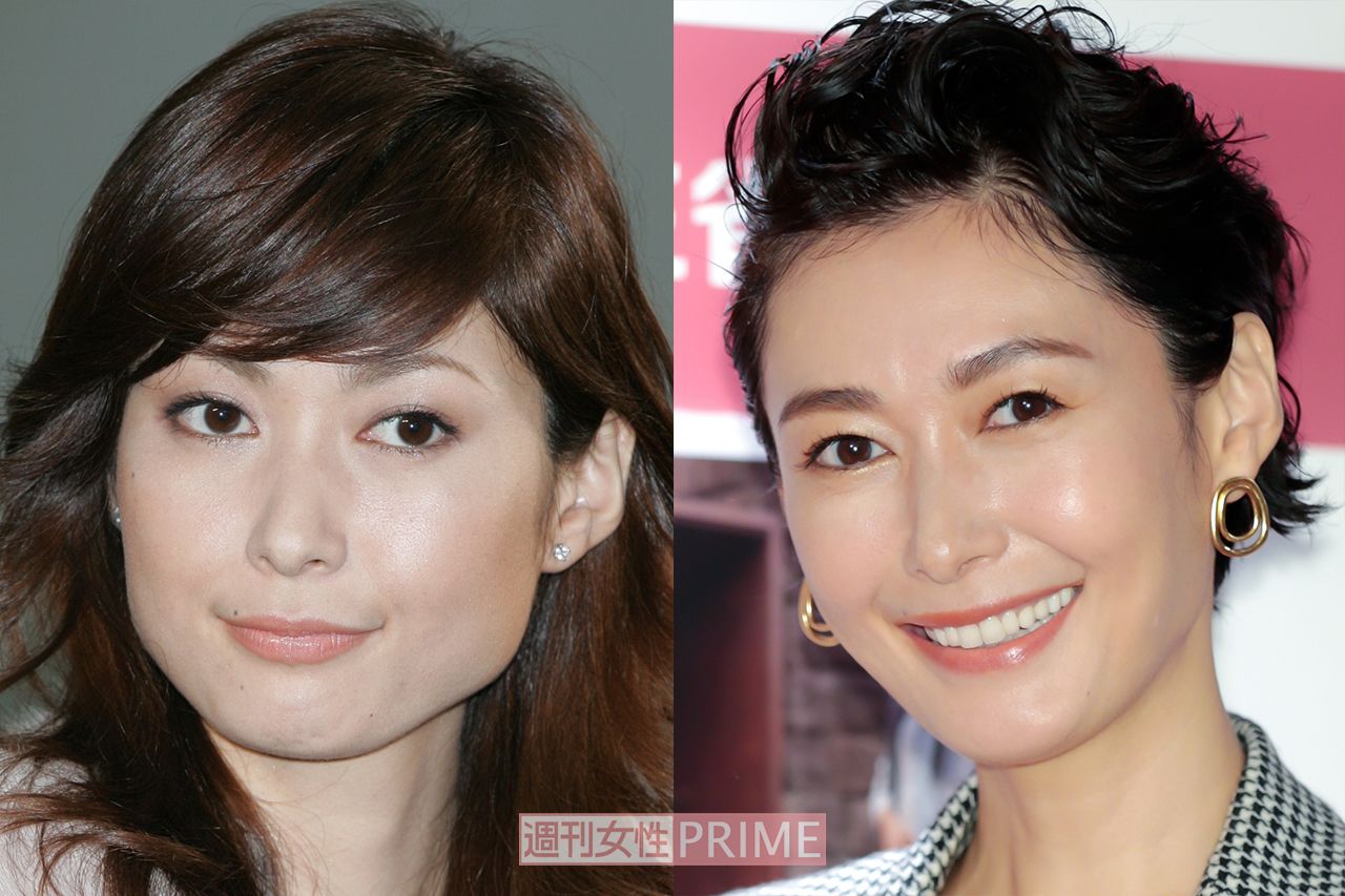 田丸麻紀（左・2004年10月、右・2019年9月）