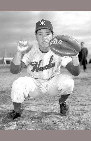 '57年、21歳の野村克也さん。この年、南海捕手として本塁打王に輝く