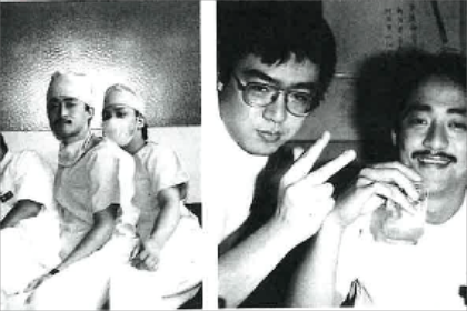 大学の卒業アルバムより。はしゃぎつつも周囲の面々と明らかに異なる貫禄を醸し出す西脇医師。口ヒゲがダンディーだ