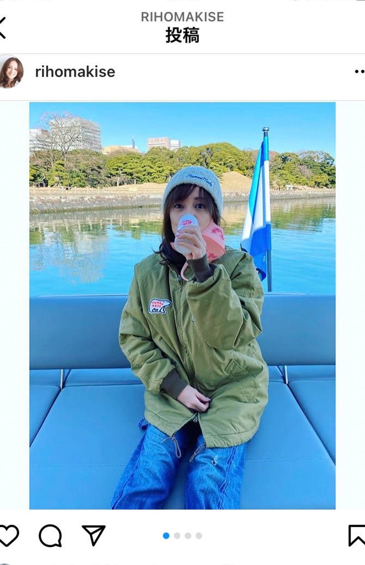 牧瀬のインスタグラムでは、夫と船に乗る様子や豪華な食事など、優雅な生活がわかる