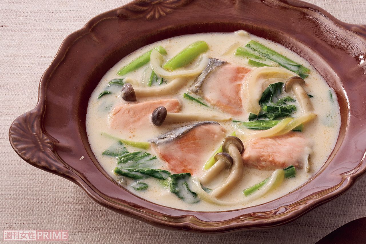 さけと小松菜のクリームスープ