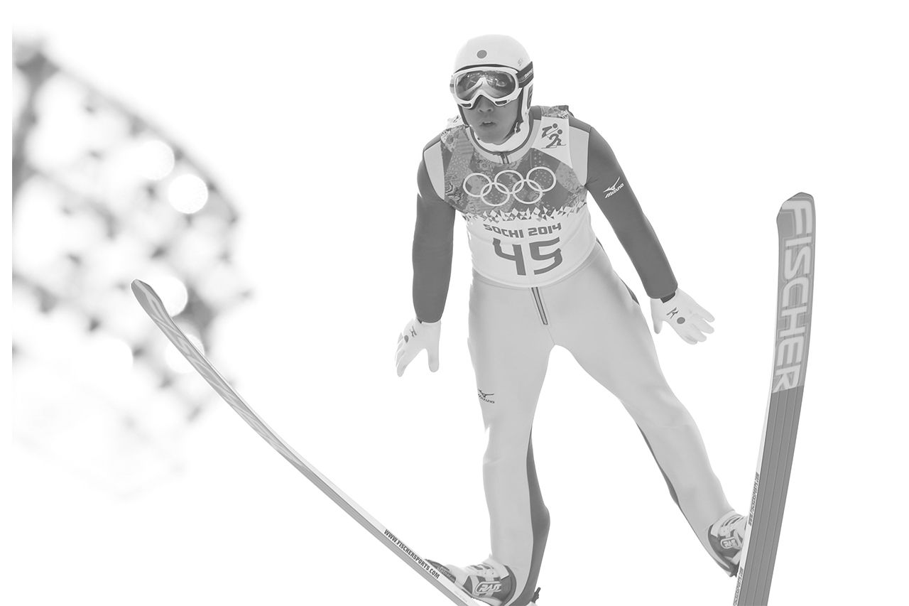 ソチ五輪　ノルディックスキー複合・個人ノーマルヒルでの渡部のジャンプ（写真提供：産経ビジュアル）