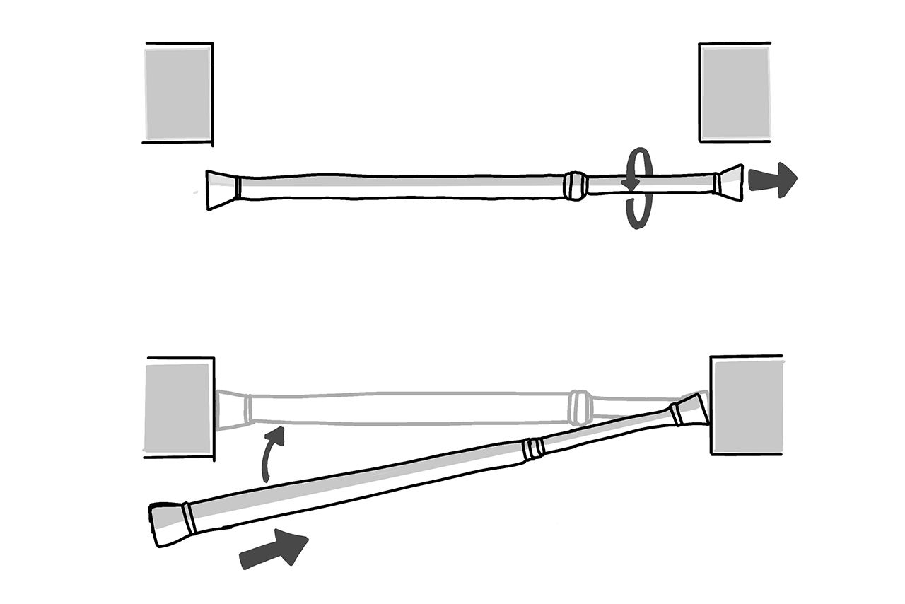 ズレる、落ちるを防ぐ！つっぱり棒の正しい付け方