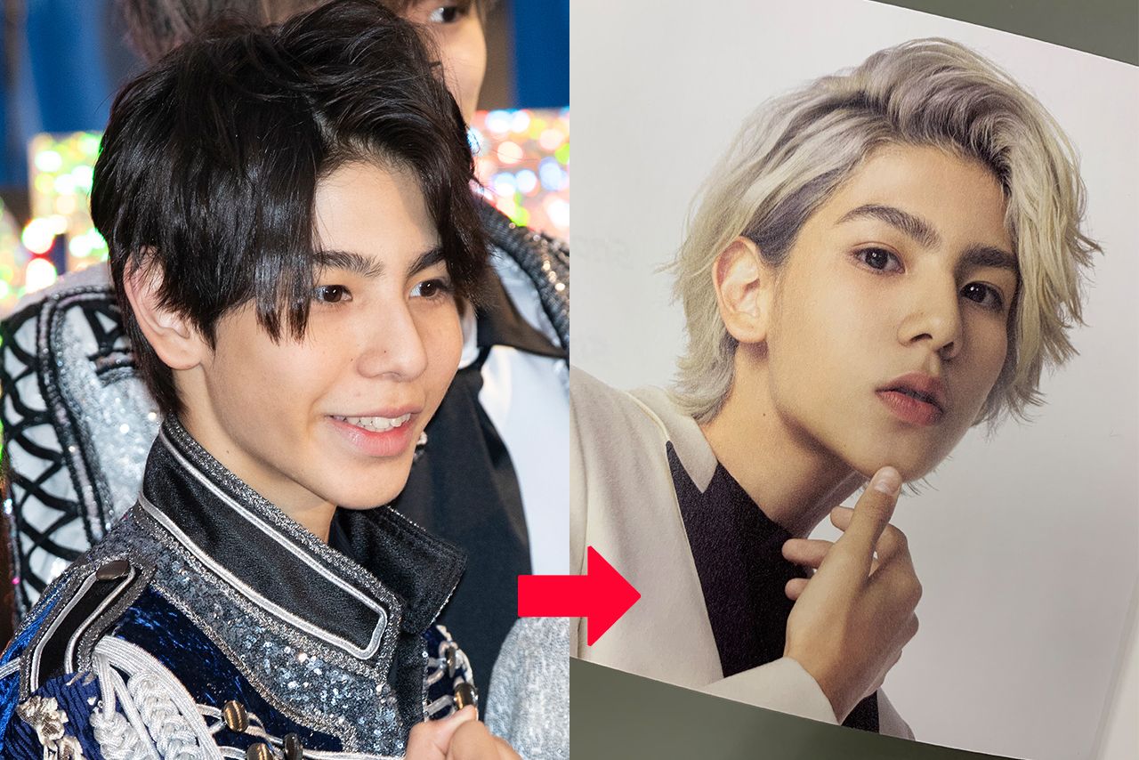 （右）SnowManデビューCDに収録されたセクシーになったラウールと、わずかその1年前のラウール（左）垢抜け感がすごい