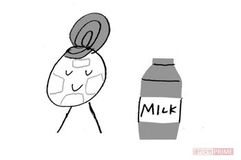 牛乳パックでほてった肌に潤いを　イラスト／やのひろこ　