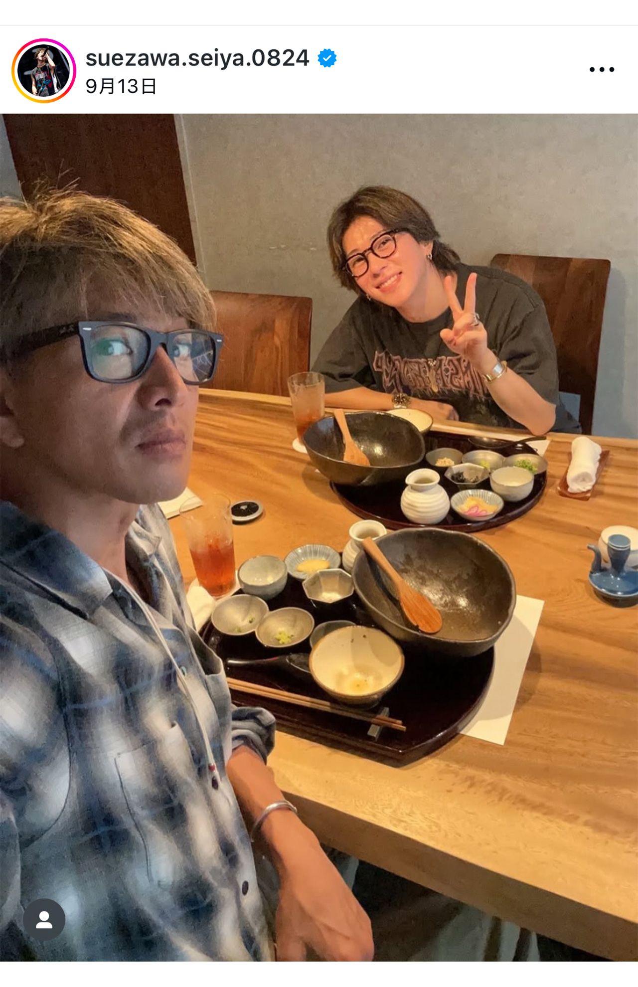 木村拓哉との念願のランチを報告したAぇ！group・末澤誠也。今もキムタク一筋（本人インスタグラムより）