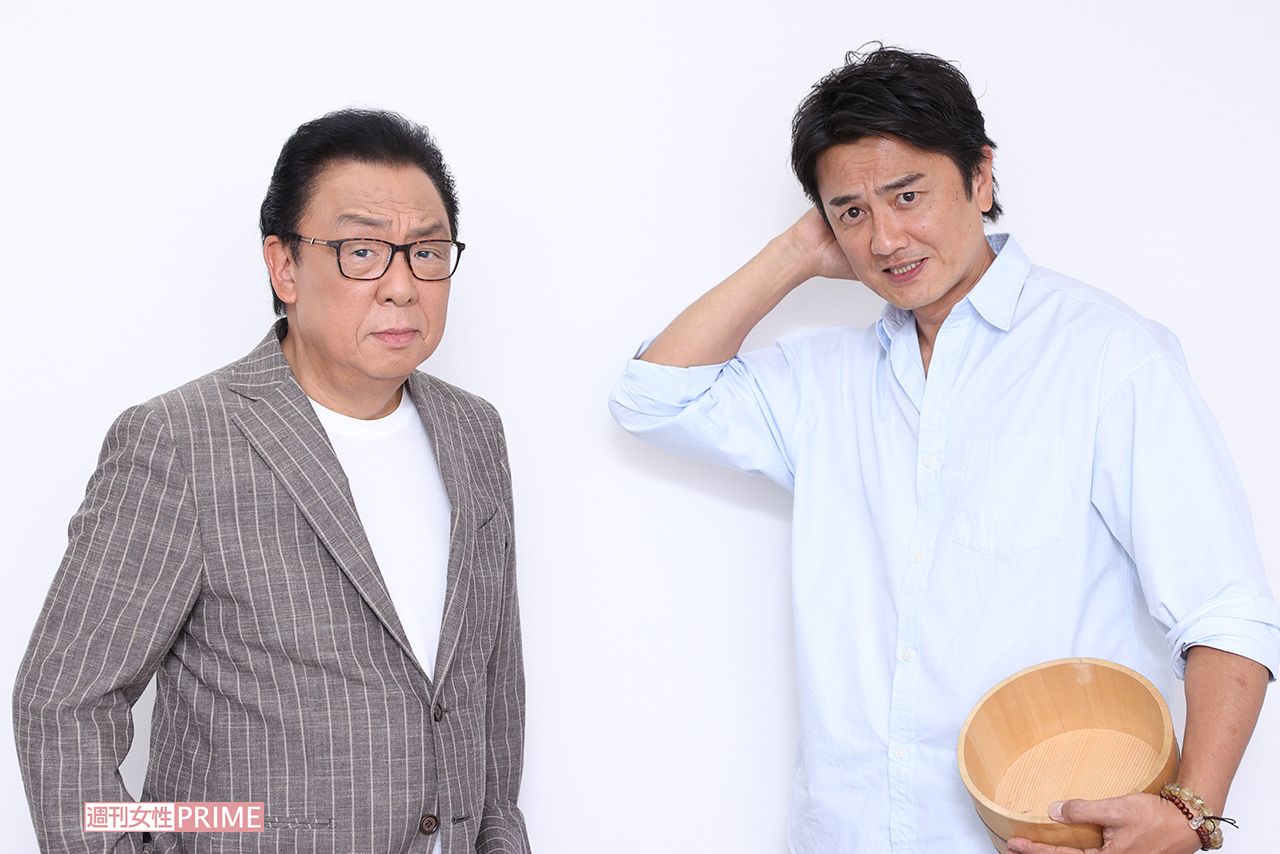 対談した梅沢富美男（左）と原田龍二（右）