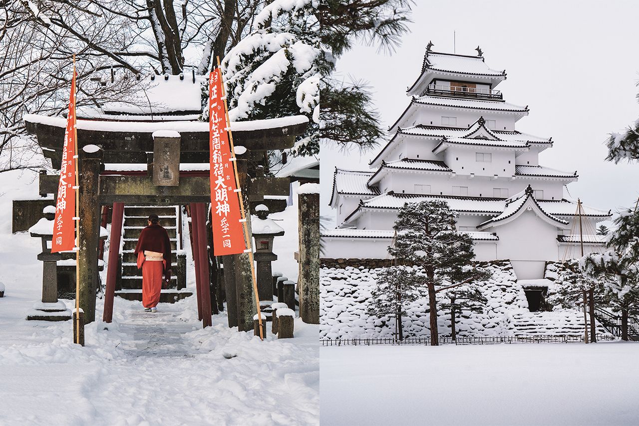 鶴ヶ城内にある笠間稲荷神社。神聖な静けさが漂う