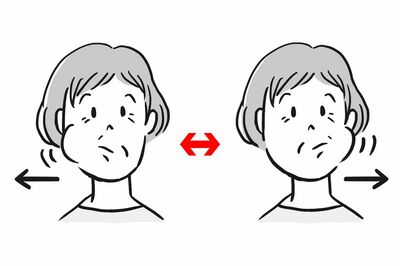 ステップ2「頬を片側ずつ交互に膨らませる」