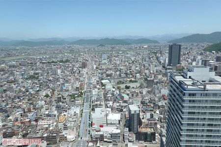 岐阜シティ・タワー43展望台からの岐阜駅前の景色