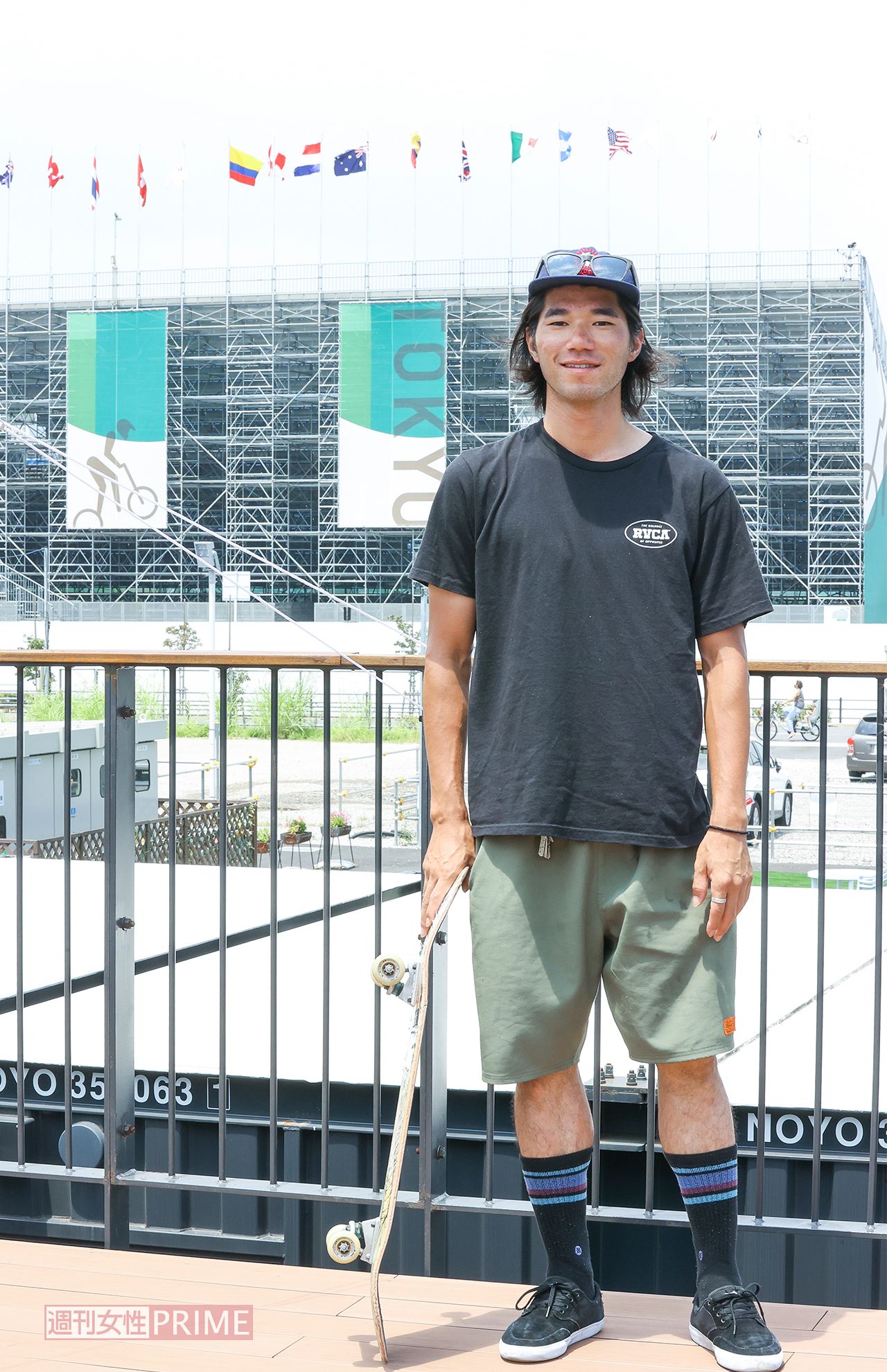 五輪スケボー会場でインタビューを受ける瀬尻稜