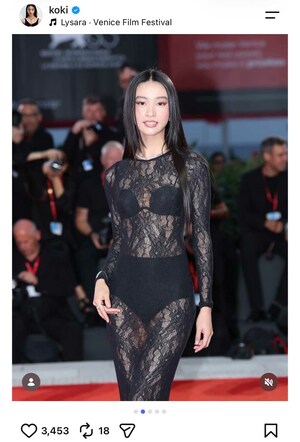 スケスケのドレスを着こなすKoki（本人のインスタグラムより）