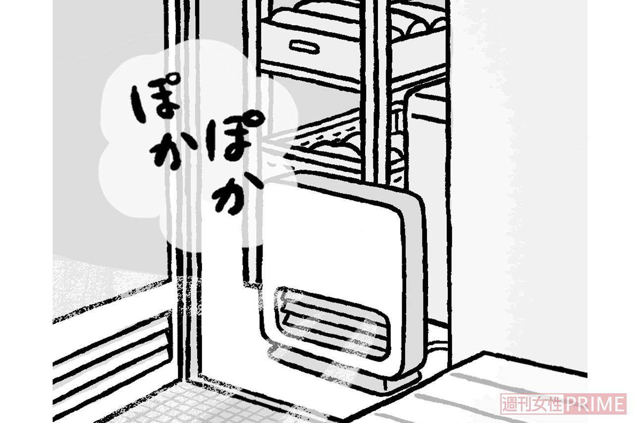 寒い脱衣所には暖房器具を（イラスト／やまだやすこ）
