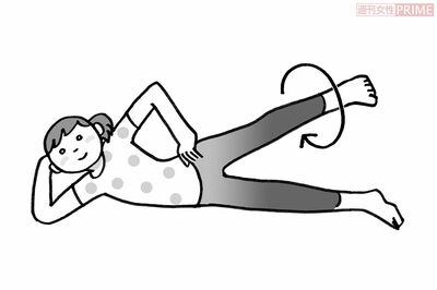 ワザ12：「片足ぐるぐる体操」10回×左右（イラスト／榊原ゆう）