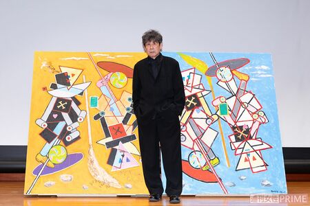 「横尾忠則　寒山百得」展報道発表会での横尾さん（撮影／矢島泰輔）