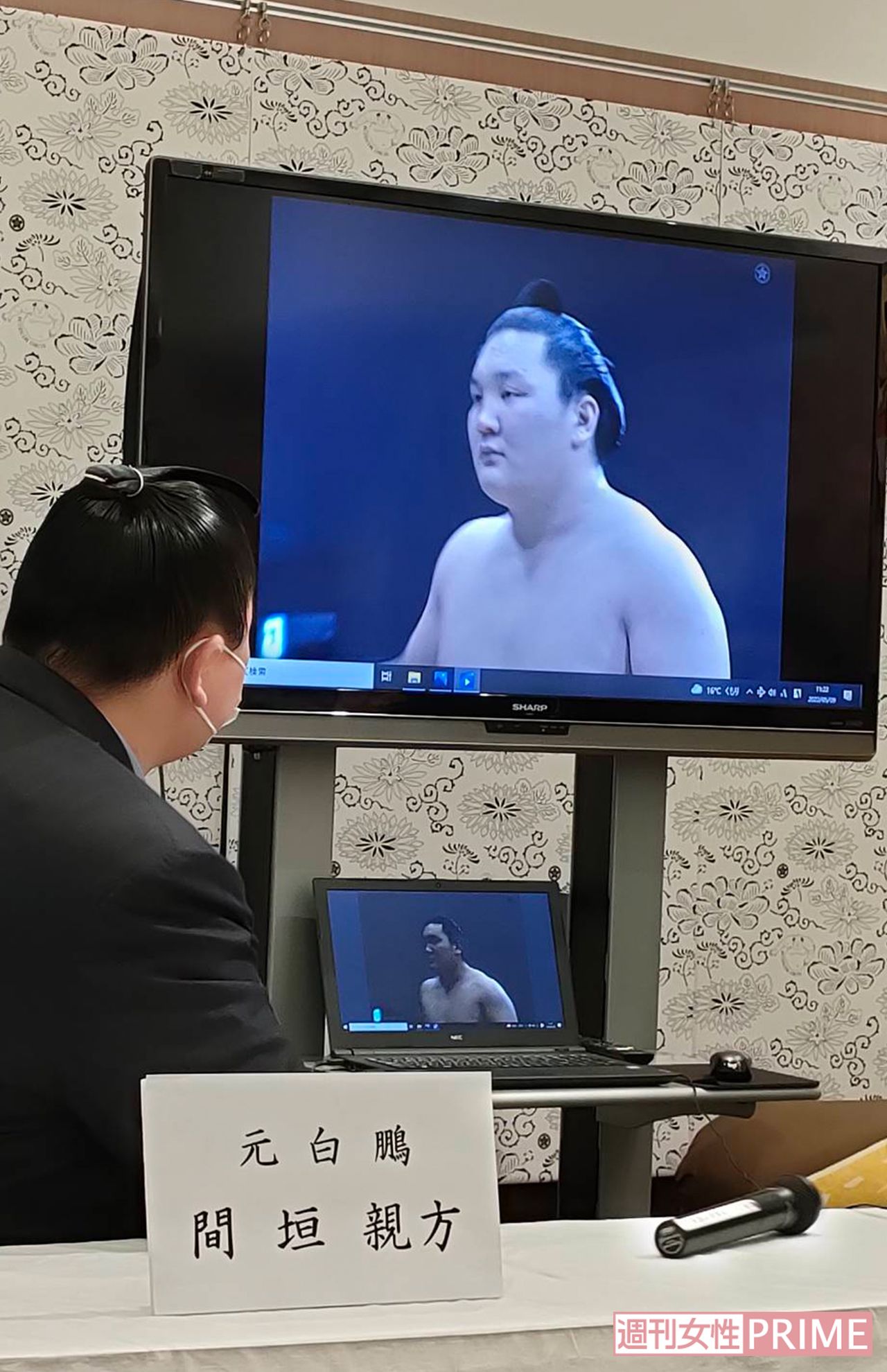 令和4年大相撲5月場所、2日目は間垣親方（元・横綱白鵬）のトークイベントが行われた（筆者提供）