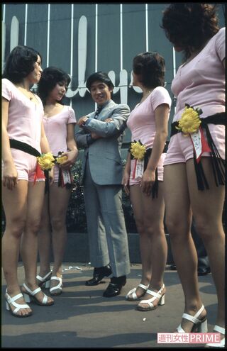 『スター誕生！』イベントにて。司会の萩本欽一とザ・シュークリーム（'79年）