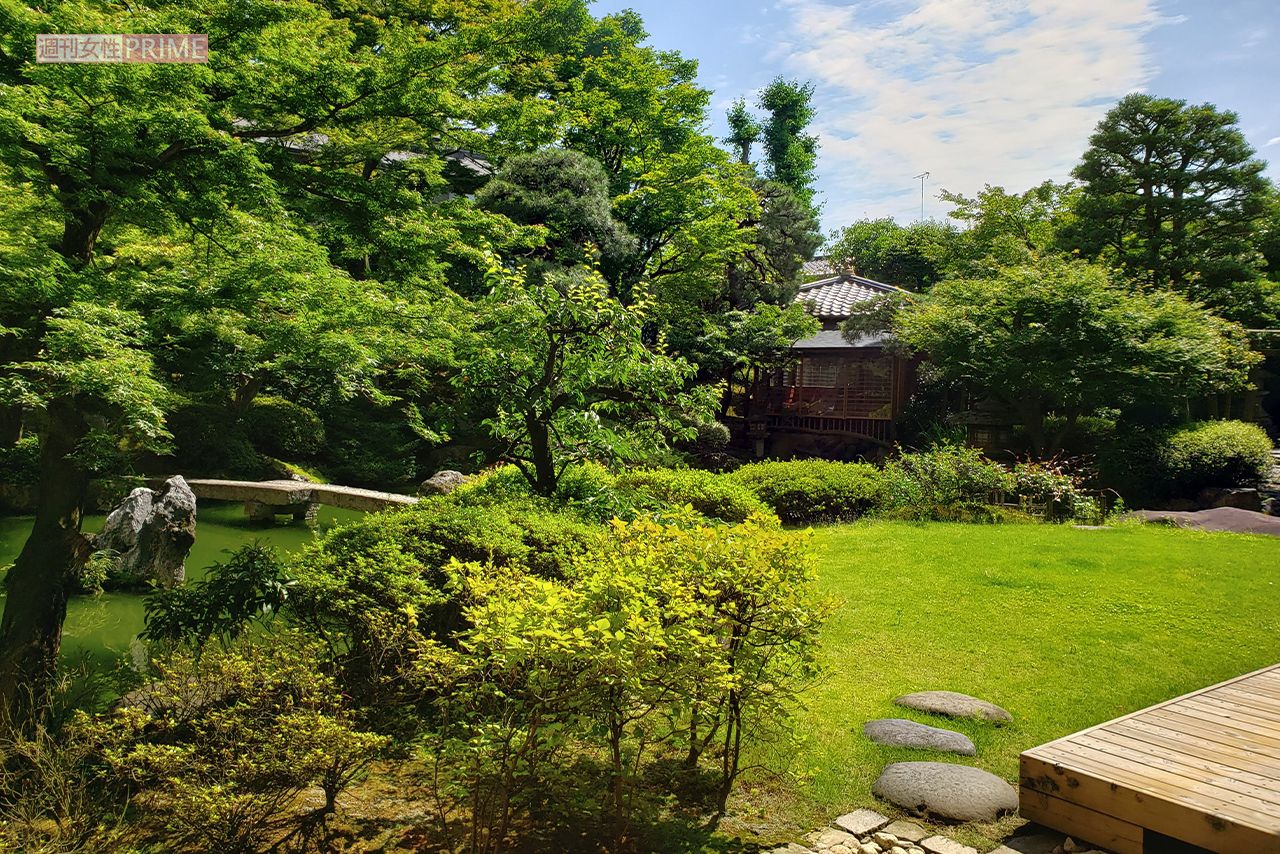 映画『国宝』ロケ地にも使用された旧「御所西 京都平安ホテル」の庭園（2021年）　撮影／編集部
