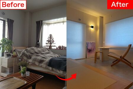 リビングといえばソファ、テーブル、テレビといった固定観念を外し、本当にお気に入りのみを追求した空間に