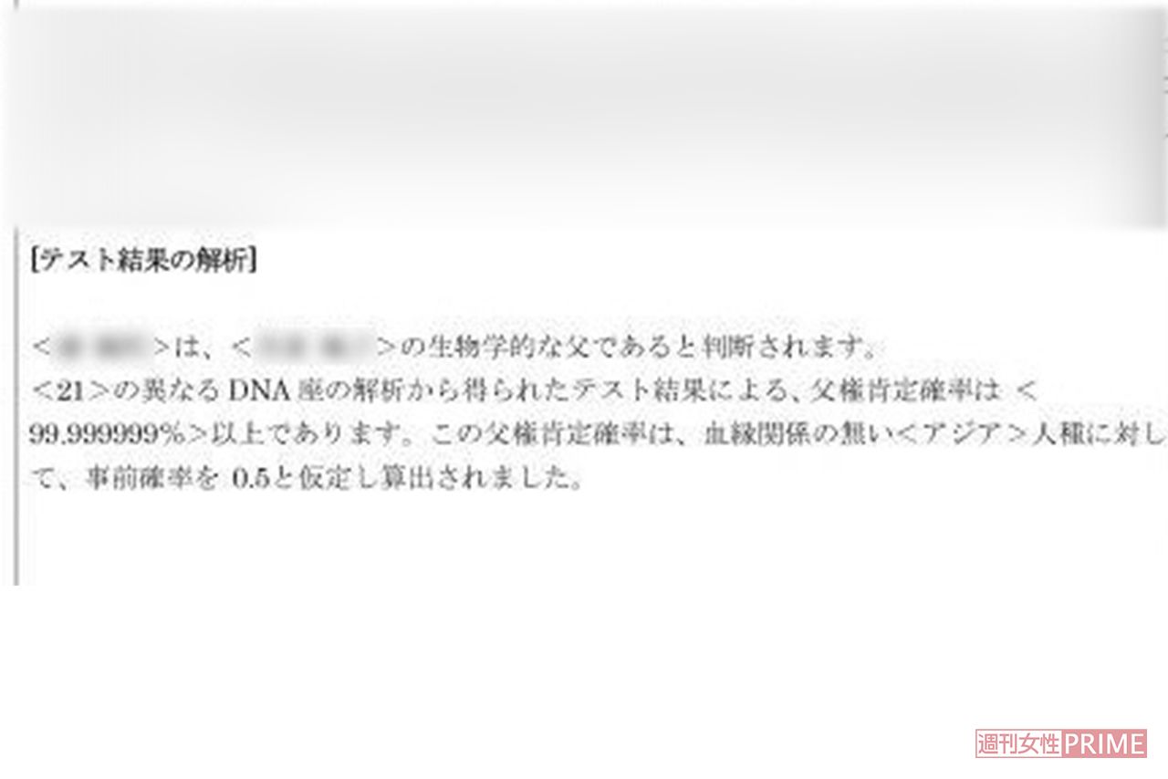 A子さんが産んだ赤ちゃんの父親がB氏であるということを証明したDNA鑑定書