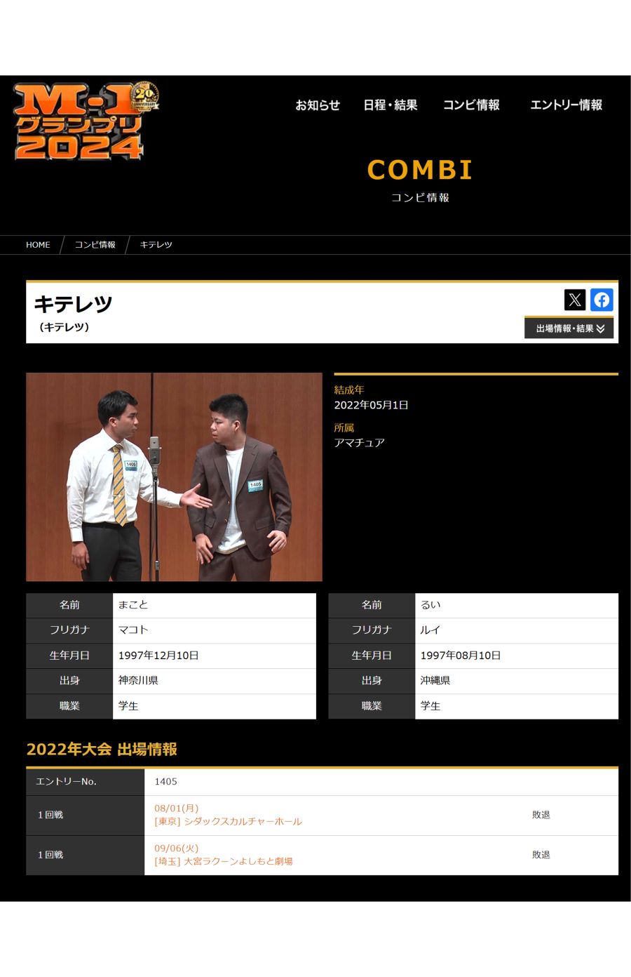 『キテレツ』（M-1グランプリ公式サイトより）