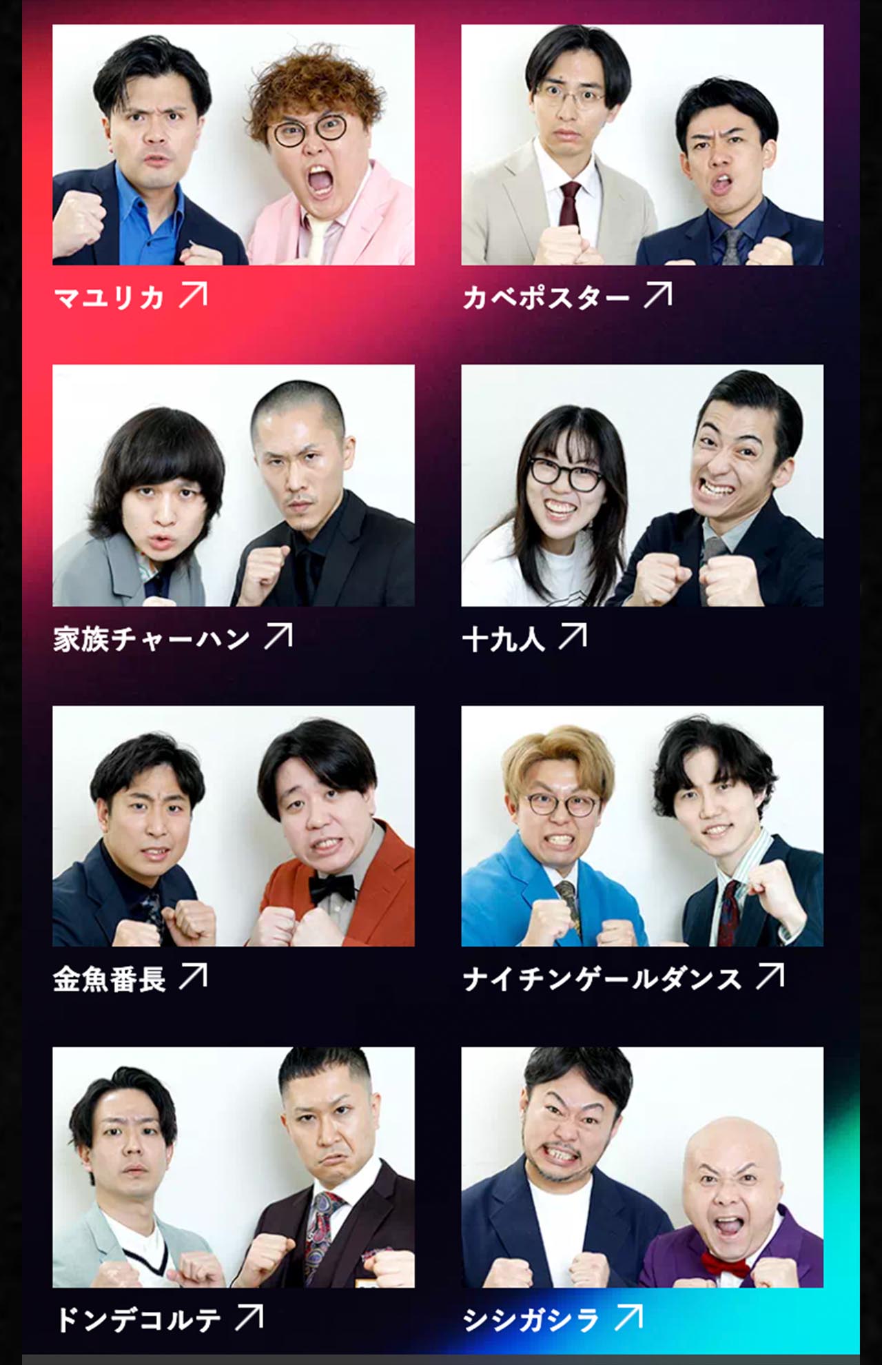 豪華な顔ぶれになった敗者復活のメンバー（『M-1グランプリ』公式サイトより）