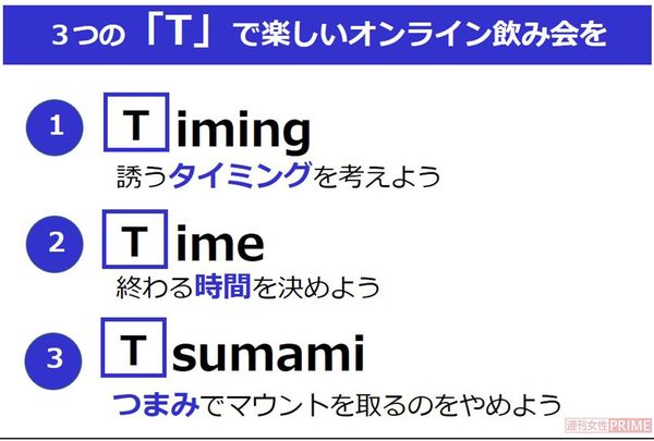 3つの「T」で楽しいオンライン飲み会を