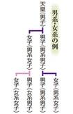 系図でみる男系・女系の例