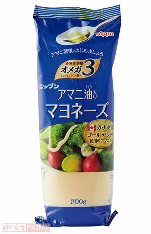 【市販マヨネーズ第8位】アマニ油入りマヨネーズニップン／200g入り219円（100gあたり109円）　撮影／山田智絵　※画像をクリックするとAmazonの商品ページにジャンプします。
