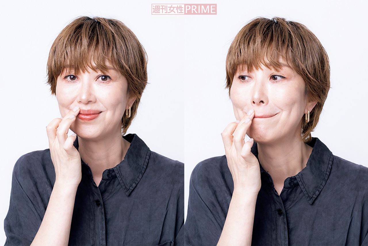 ケア4：リップのザラつき、縦ジワはマッサージでオフ　撮影／矢島泰輔