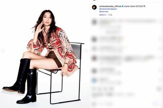 フランス創刊のファッション誌『marie claire』の撮影ショットを公開した杏（インスタグラムより）