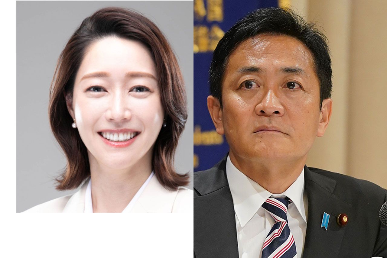 国民民主党の牛田茉友議員（左）と玉木雄一郎代表