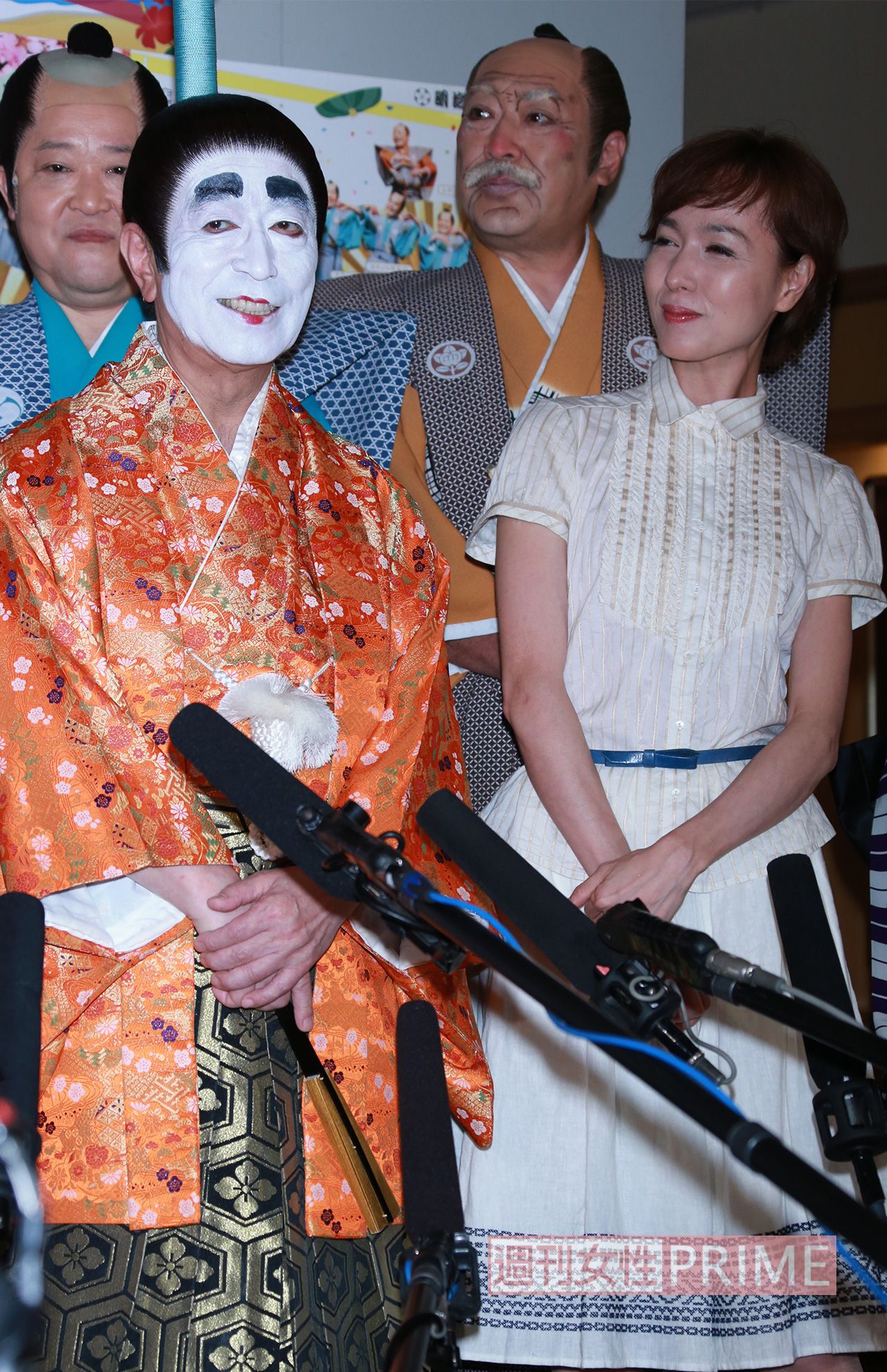 '14年7月の『一姫二太郎三かぼちゃ』公開舞台稽古の会見にて