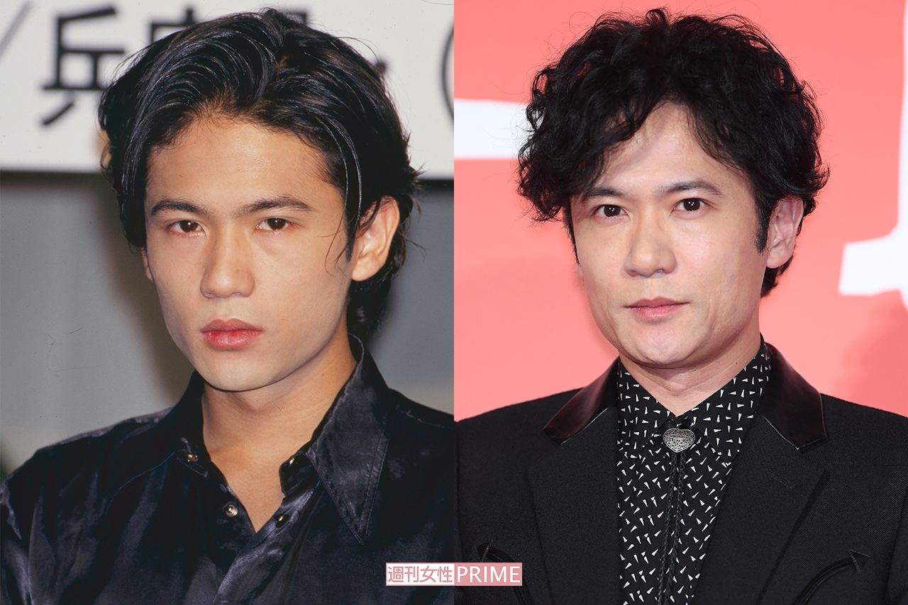 稲垣吾郎（左から1996年・22歳、2019年・45歳）