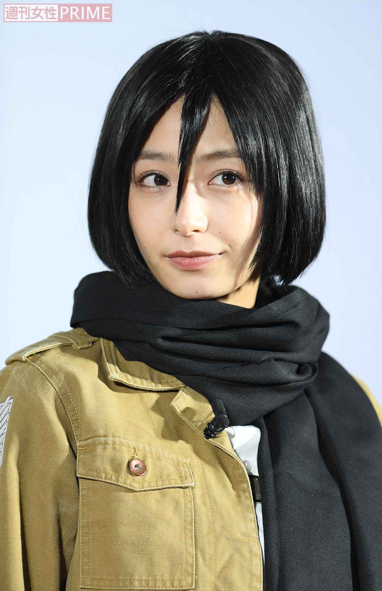 進撃の巨人原画展のオープニングイベントではヒロイン、ミカサのコスプレを披露（2019年7月4日）