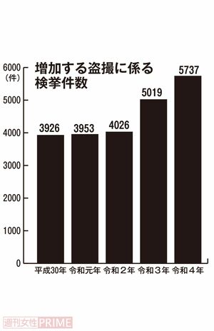 増加する盗撮に係る検挙件数
